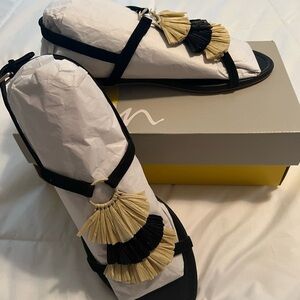 New in box, Boden black and white sandals